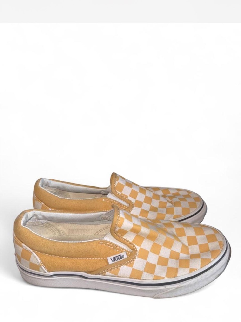 Vans  Checkerboard Slip-On Sneakers in Yellow and White